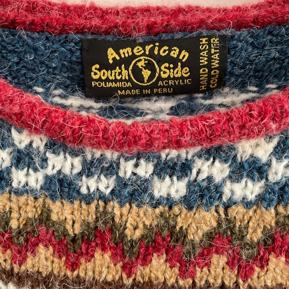 American South Side Sweater Made in Peru Fair Isle Small - Picture 4 of 4